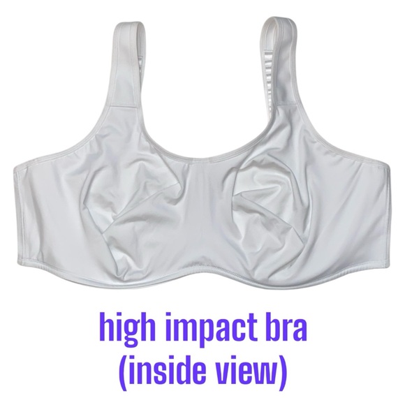 44F SYROKAN Sports Max Control Exterior Underwire Bra High Impact White Unpadded - Picture 2 of 13